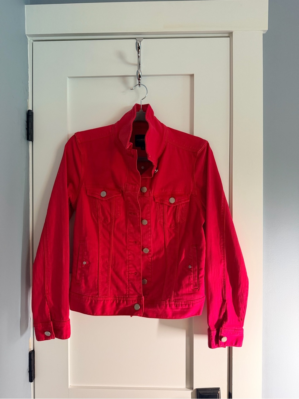Liverpool Bright Red Button-Front Jean Jacket